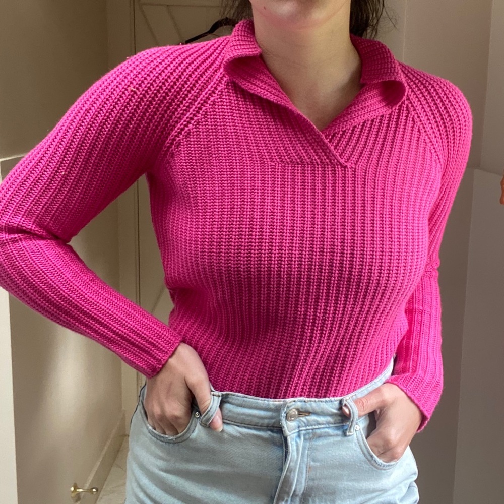 NWT Silk Cashmere Saks Fifth Ave Hot Pink Sweater